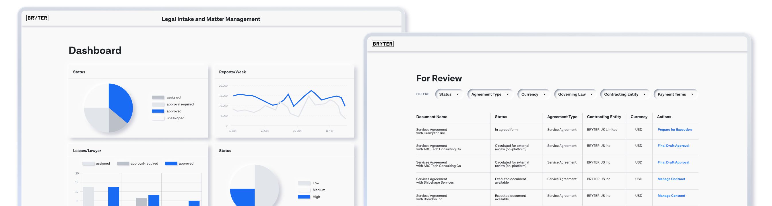 legal matter management dashboard