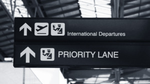 Image showing a priority lane at an airport indicating the top compliance priorities for 2024