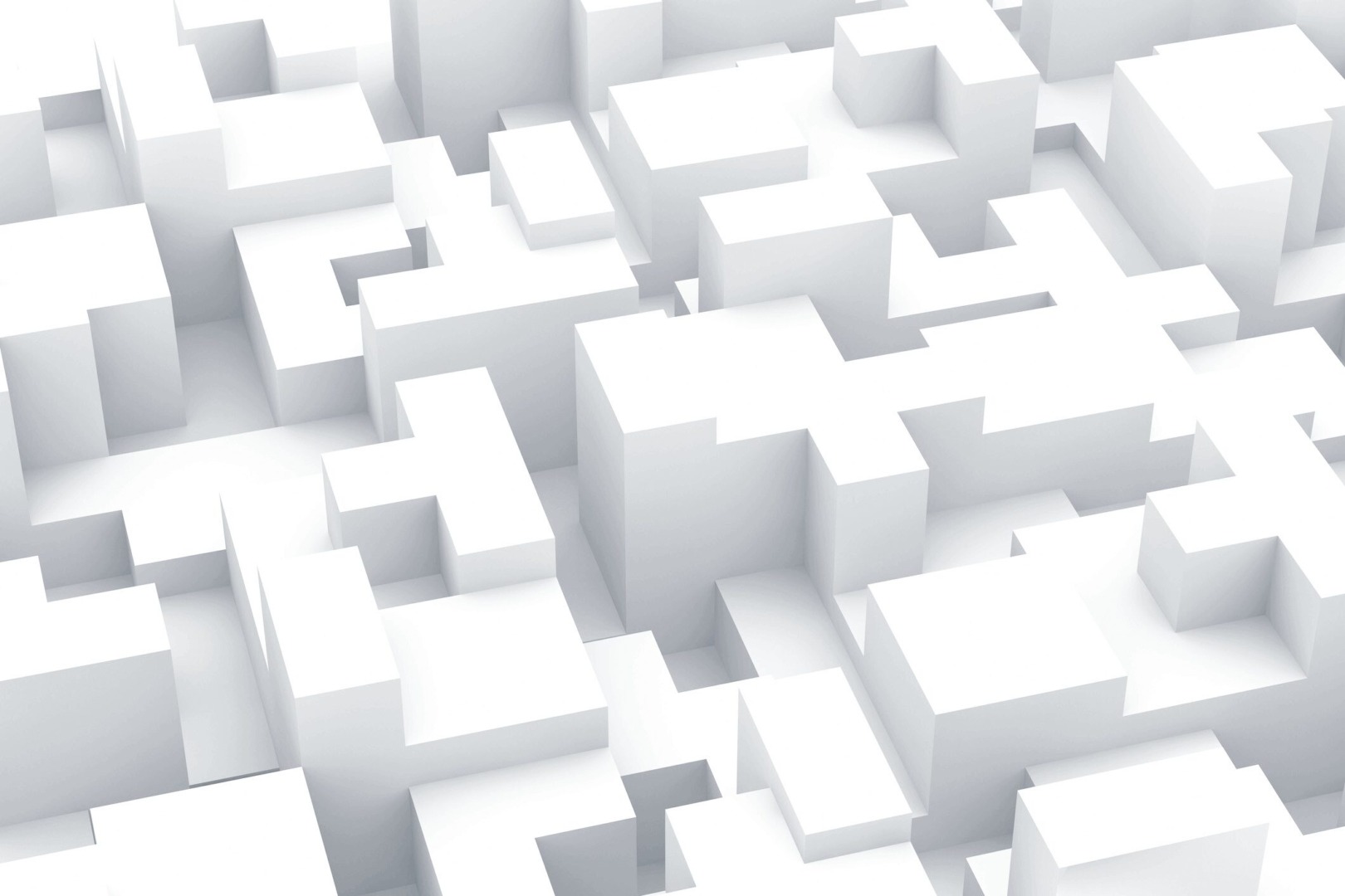 3D illustration of a complex white maze, symbolizing the intricate challenges and pathways of a corporate compliance program.