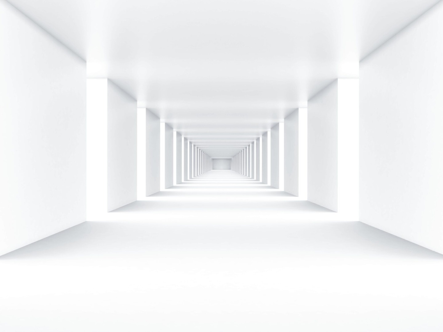 An abstract, minimalist illustration of a long corridor with a series of evenly spaced, square-shaped columns and arches creating a vanishing point perspective. The entire scene is rendered in a monochromatic white, giving it a clean, sterile appearance that evokes the precision and orderliness associated with enterprise compliance. The repetitive structure suggests a systematic approach to regulations and standards in a corporate setting.
