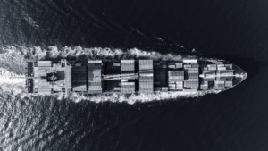 Image of a cargo ship transport goods in the open ocean